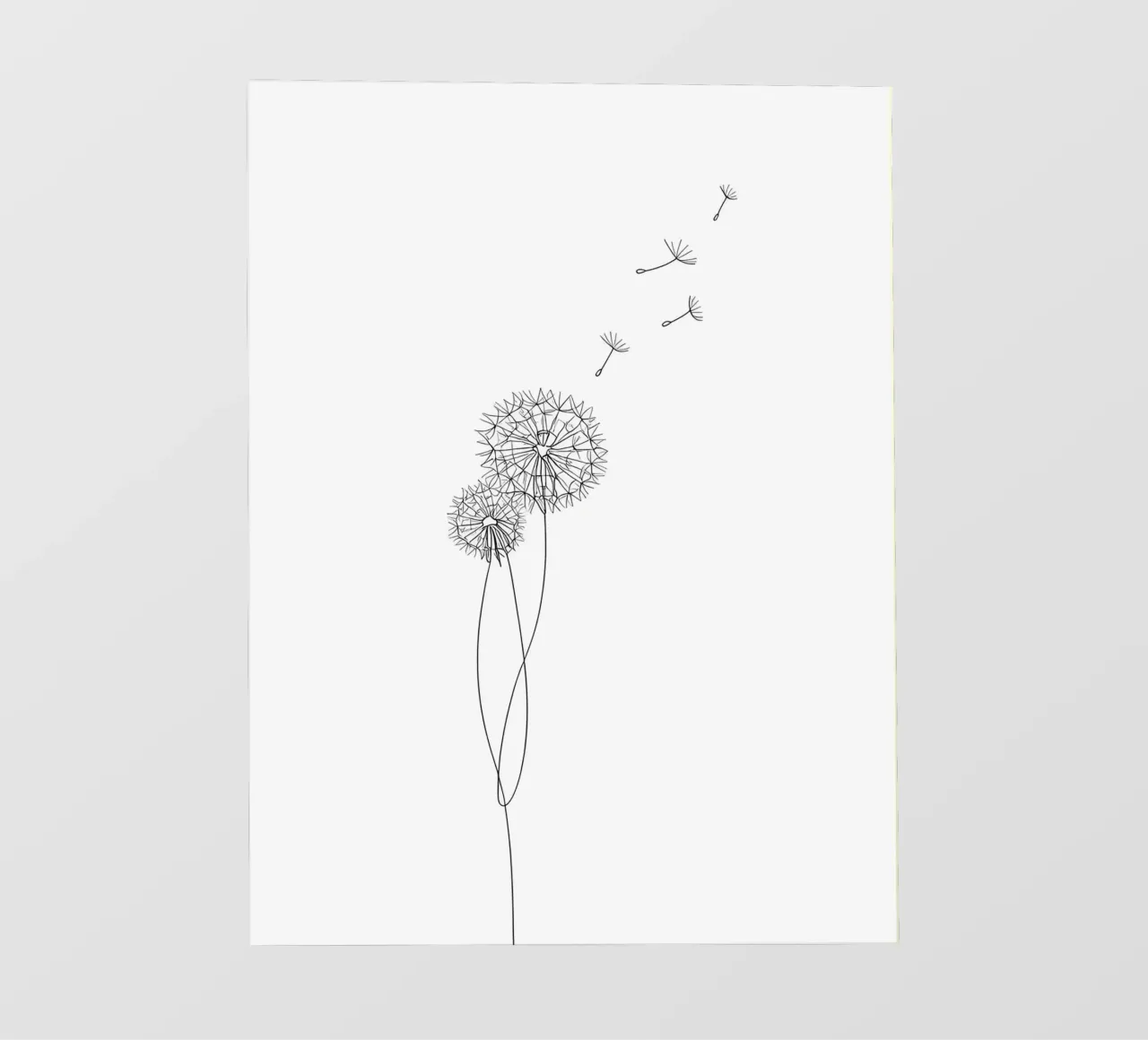 Diente de león Minimalist Line Art lámina retroiluminada de Viv Line Art