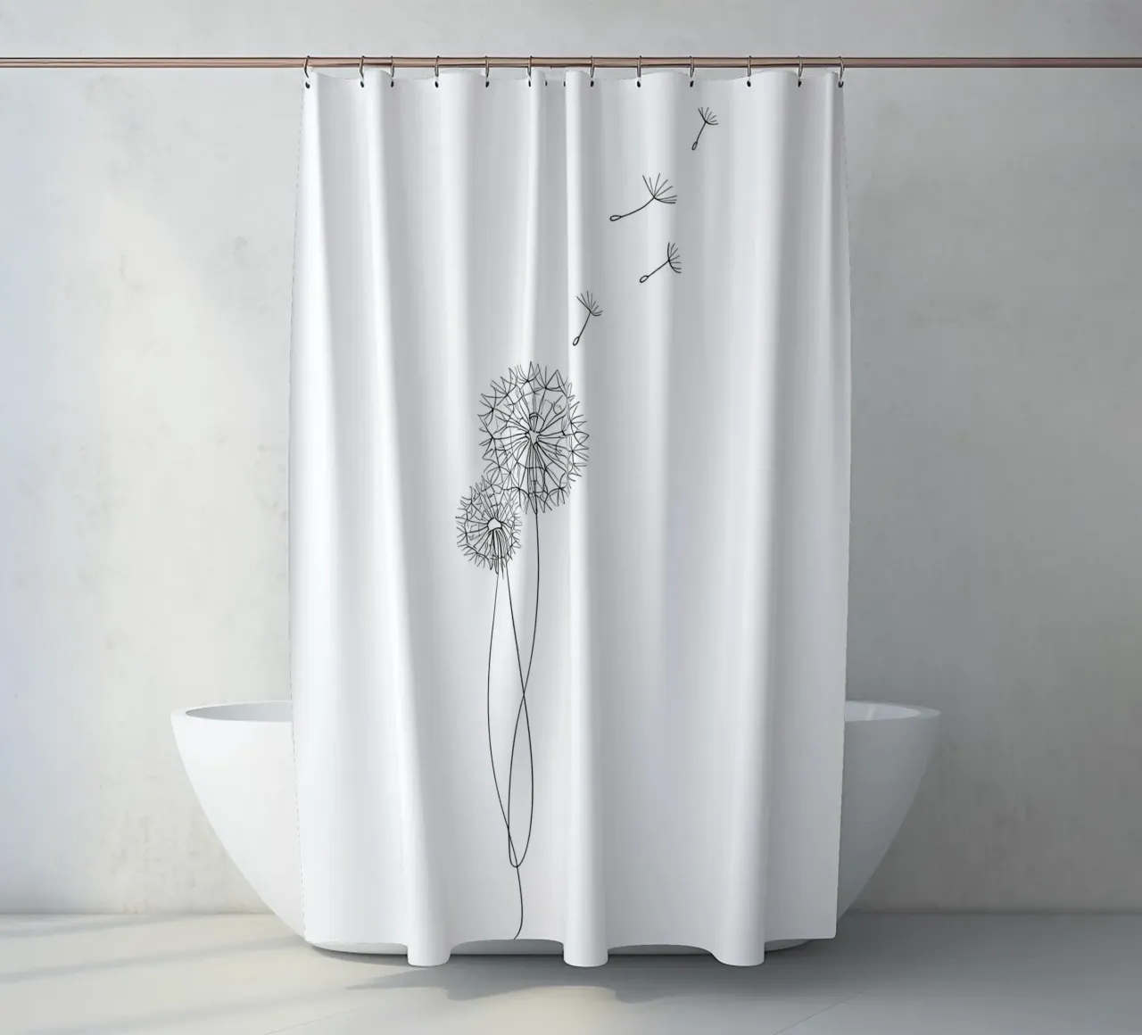 Dandelion Minimalist Line Art Duschvorhang von Viv Line Art