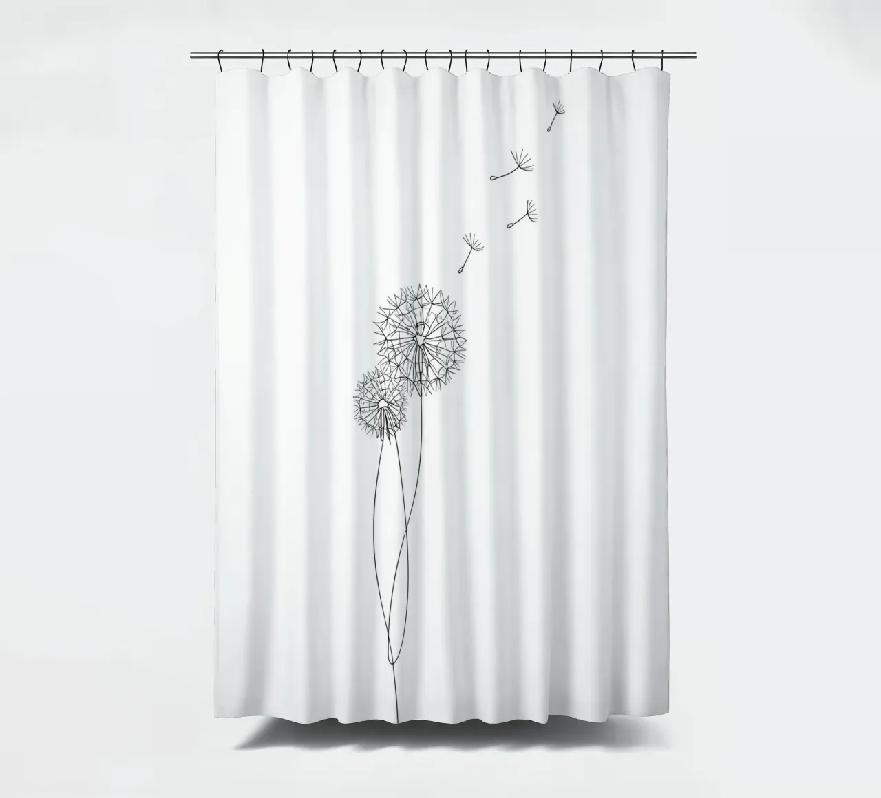 Dandelion Minimalist Line Art Duschvorhang von Viv Line Art
