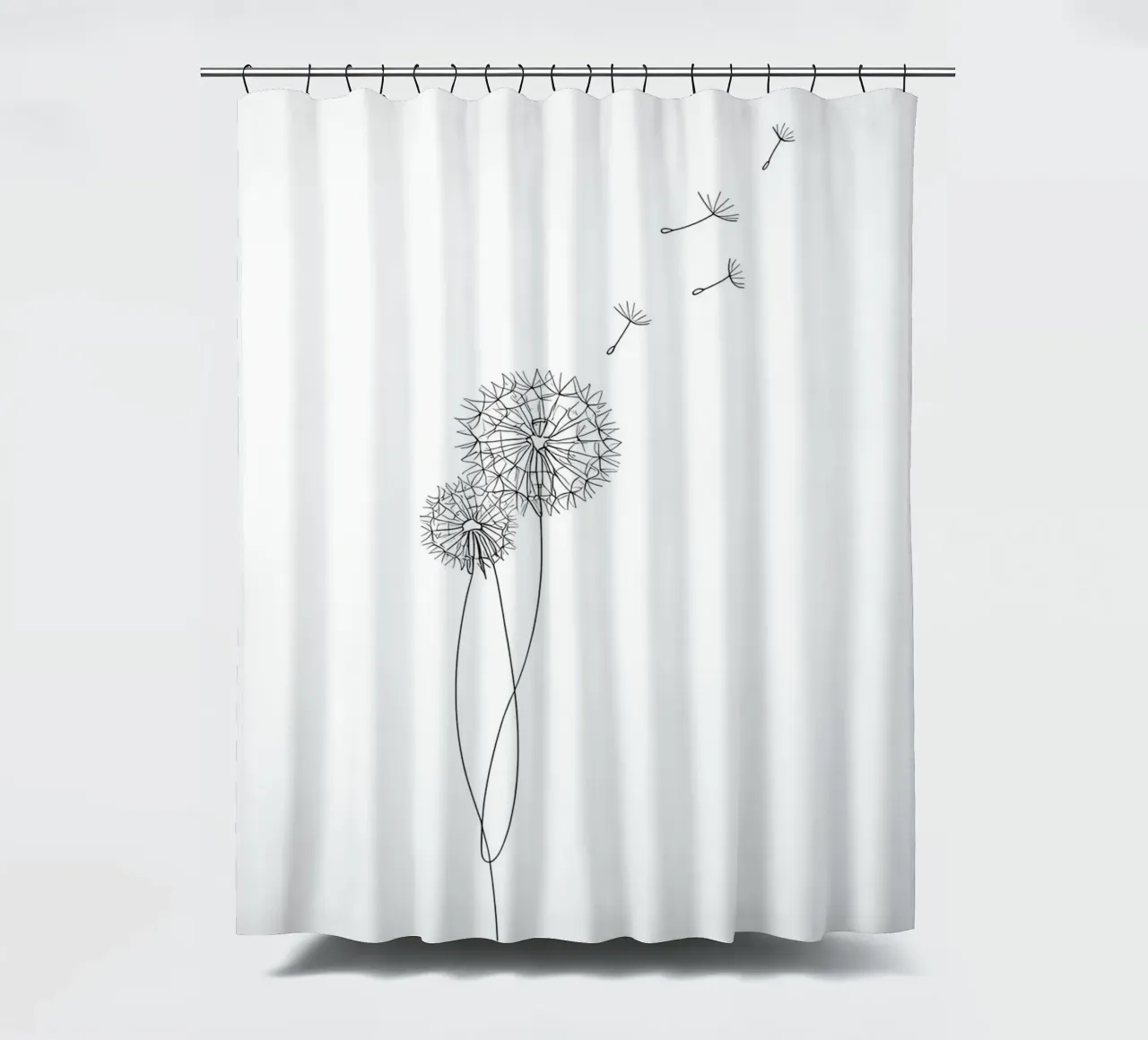 Dandelion Minimalist Line Art Duschvorhang von Viv Line Art
