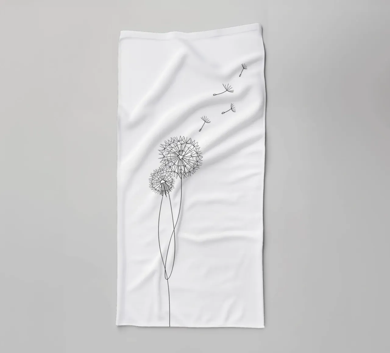 Dandelion Minimalist Line Art towel by Viv Line Art