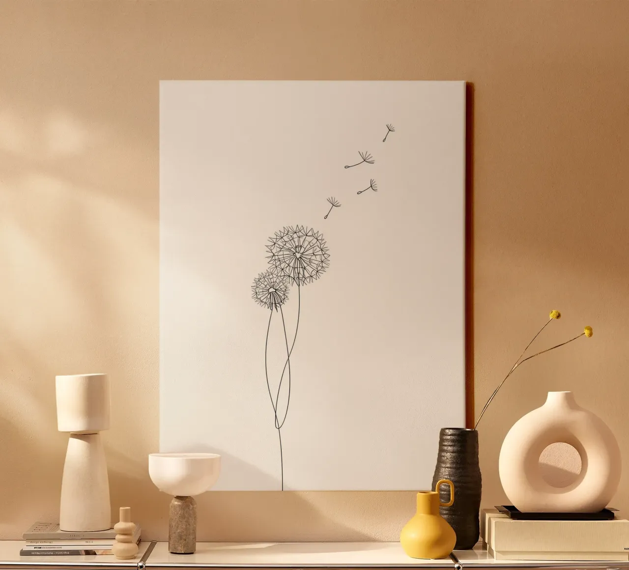 Dandelion Minimalist Line Art canvas by Viv Line Art