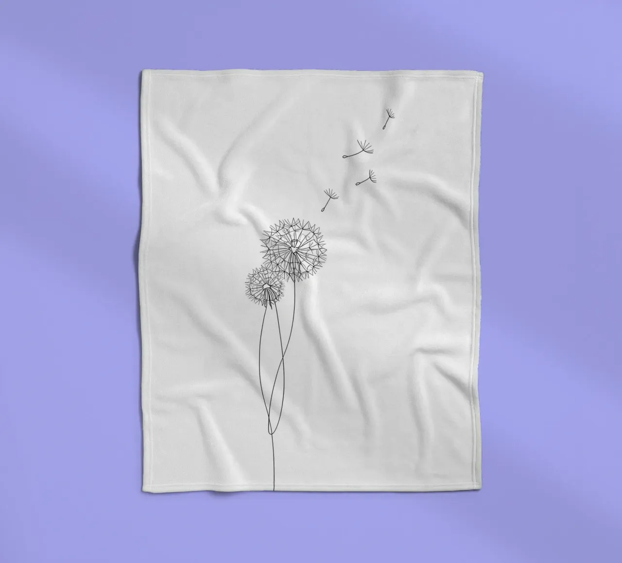 Line art minimalista del dente di leone coperta in pile da Viv Line Art