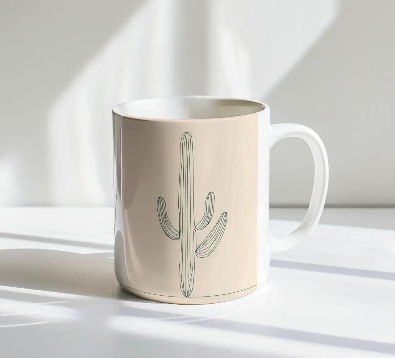 Cactus Line Art minimalista tazza in ceramica da Viv Line Art