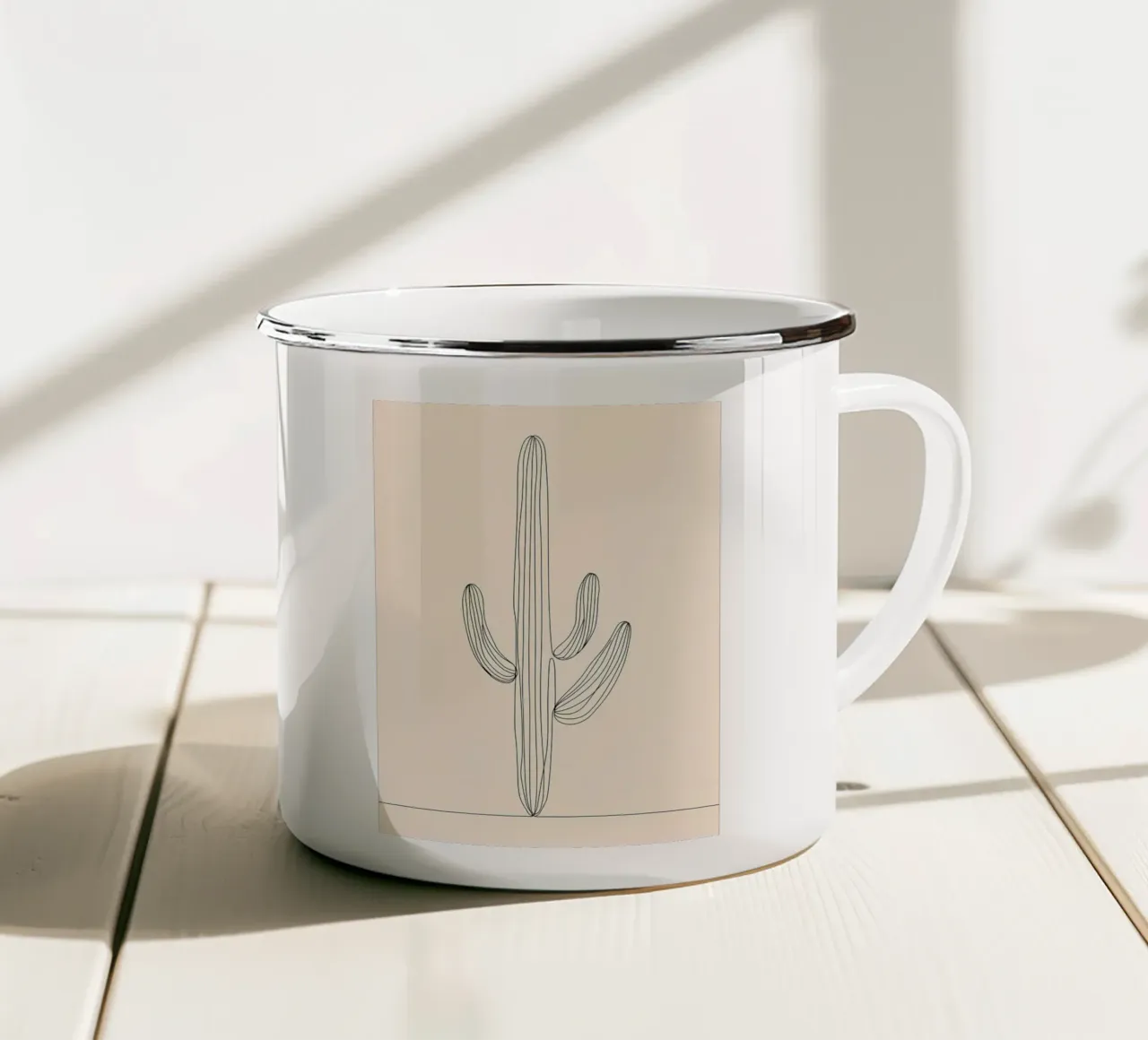 Cactus Line Art minimalista tazza in smalto da Viv Line Art