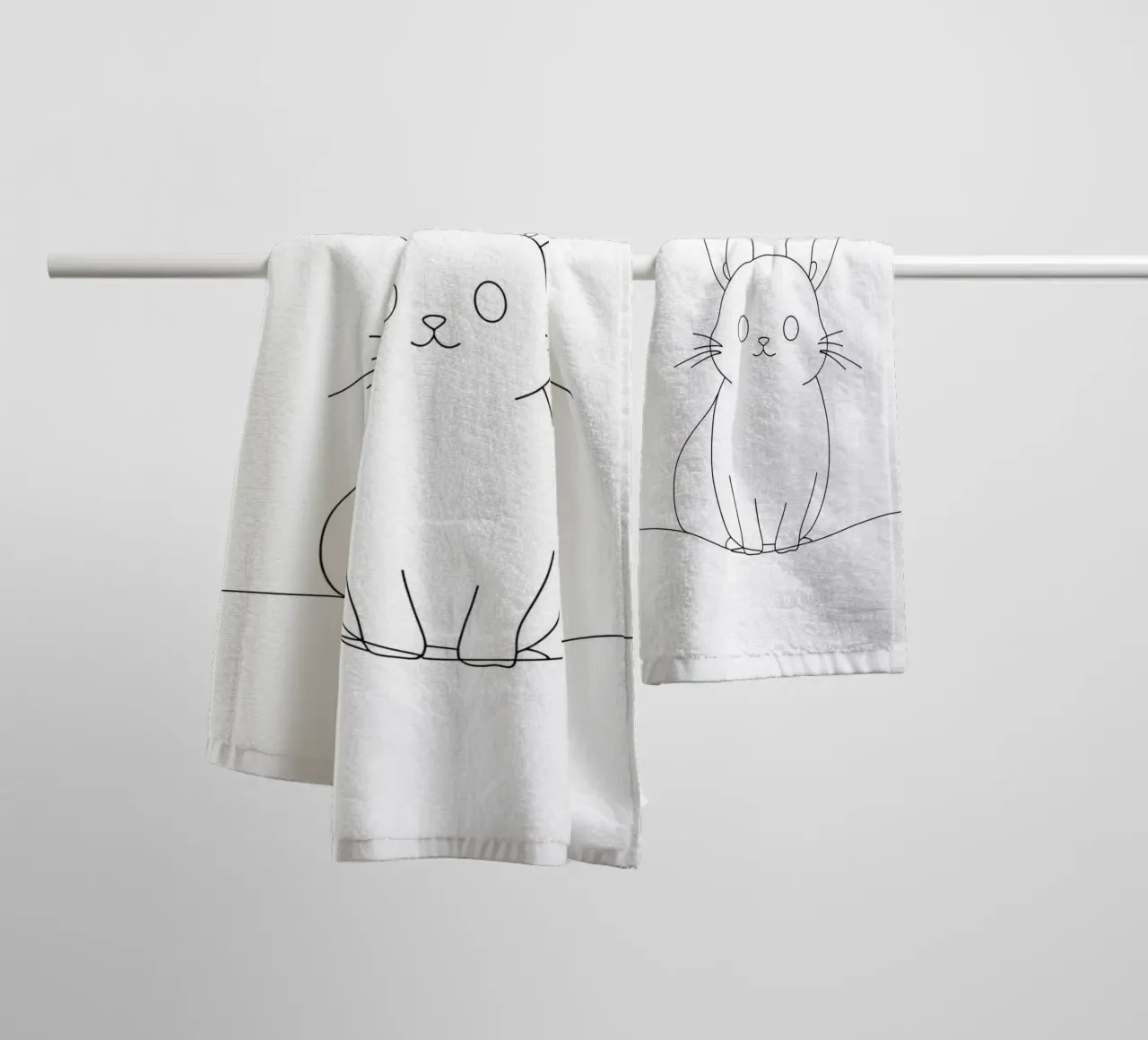 Bunny Minimalist Line Art Drawing (dessin au trait minimaliste) serviette de bain de Viv Line Art