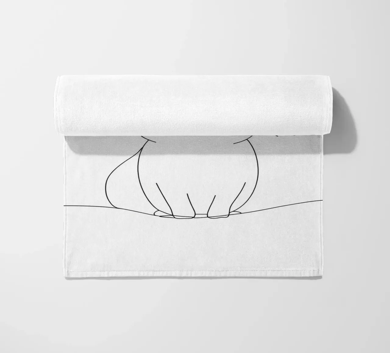 Disegno lineare minimalista di un coniglietto telo mare da Viv Line Art