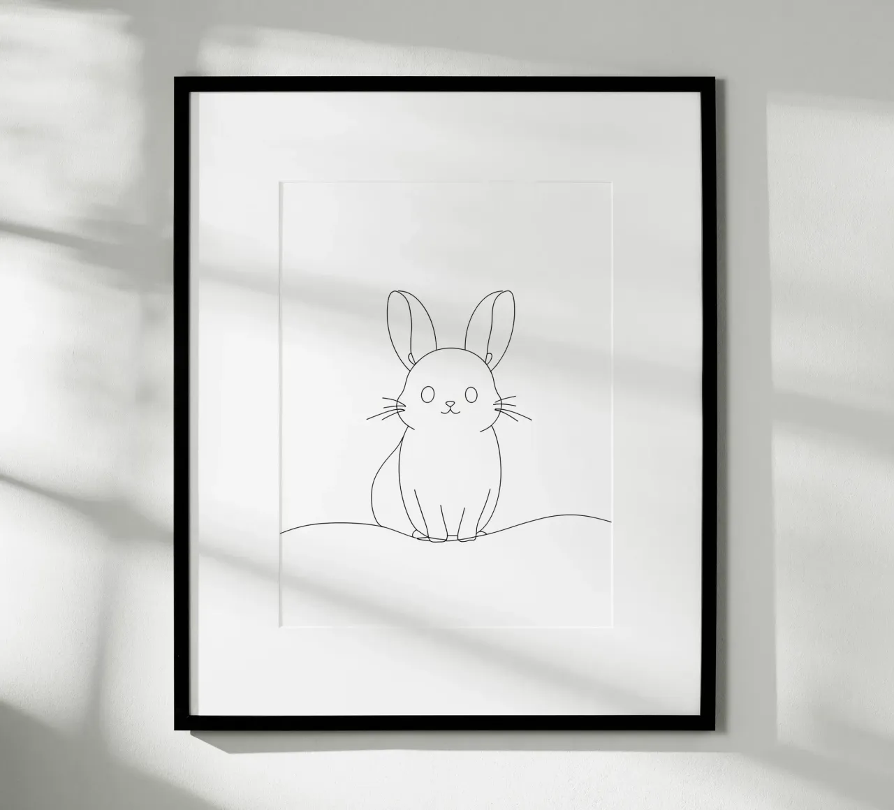 Disegno lineare minimalista di un coniglietto carta hahnemühle da Viv Line Art