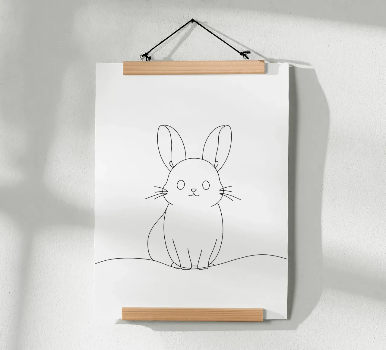 Disegno lineare minimalista di un coniglietto carta hahnemühle da Viv Line Art