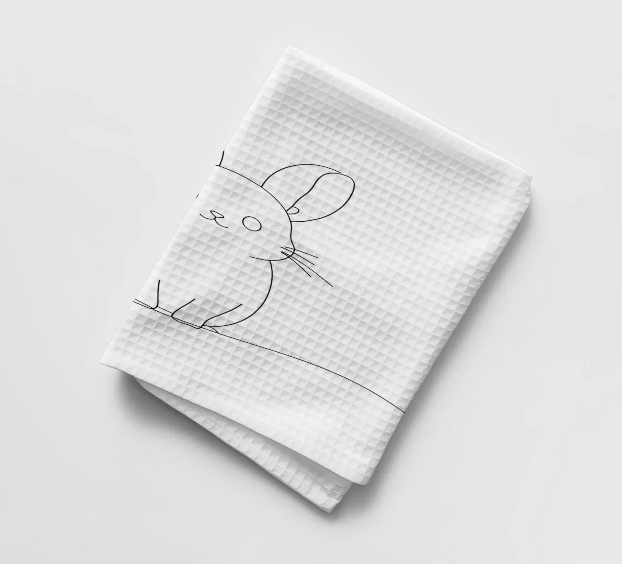 Bunny Minimalist Line Art Drawing (dessin au trait minimaliste) torchon de Viv Line Art