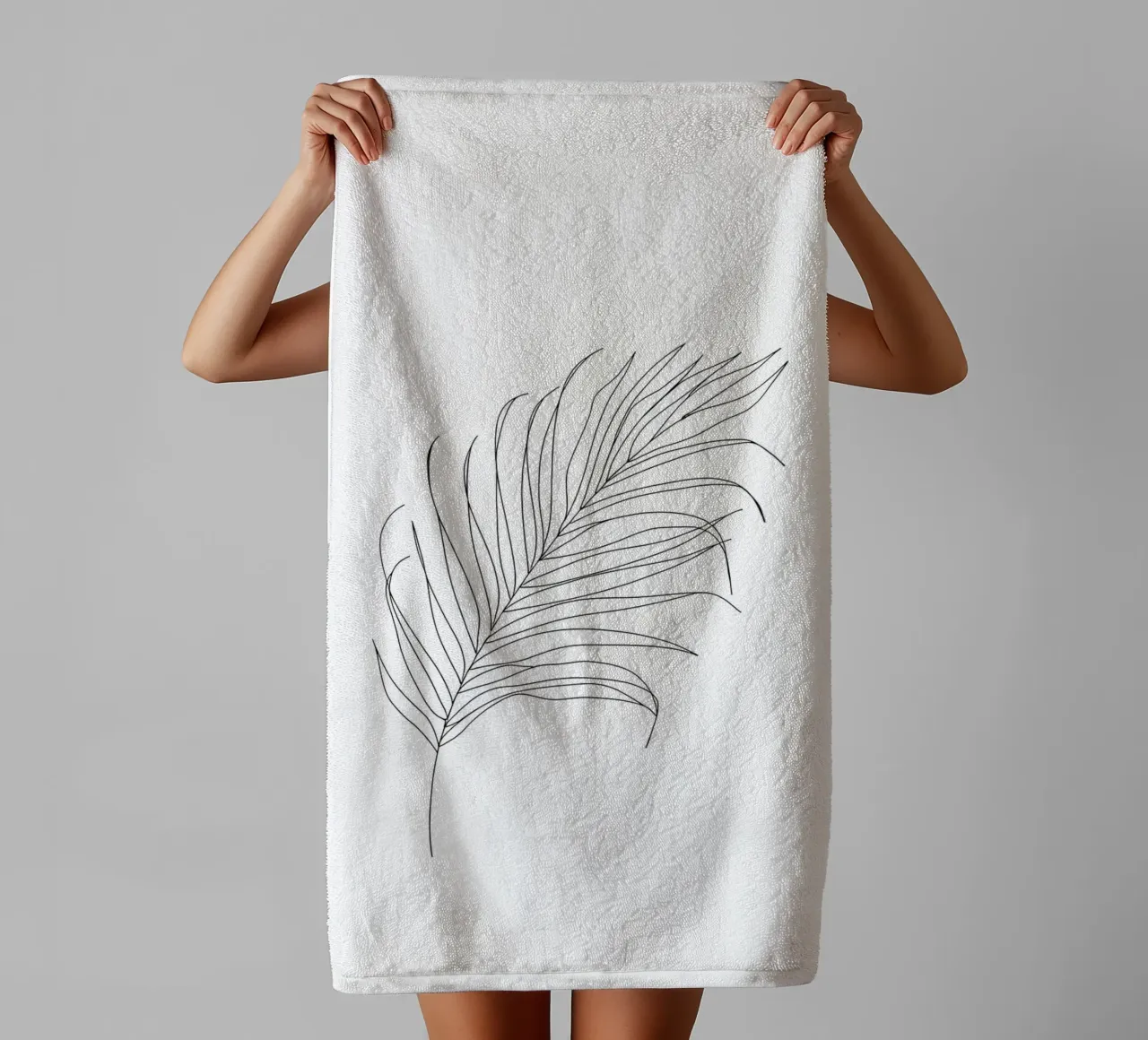 Leaf Minimalist Line Art towel by Viv Line Art