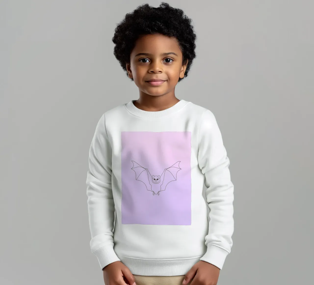 Pipistrello che vola Line Art minimalista felpa bambino da Viv Line Art