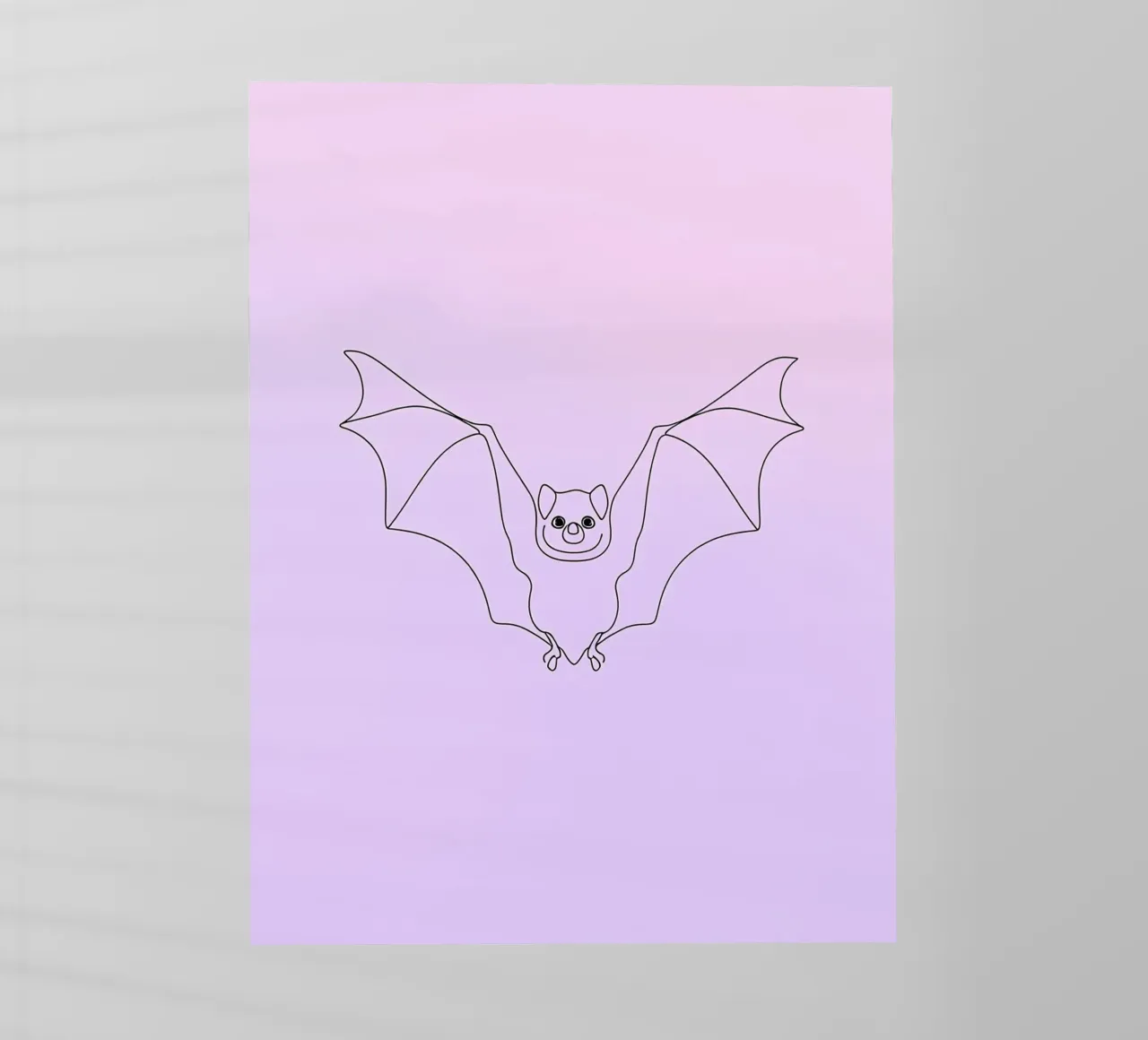 Pipistrello che vola Line Art minimalista pellicola backlit da Viv Line Art