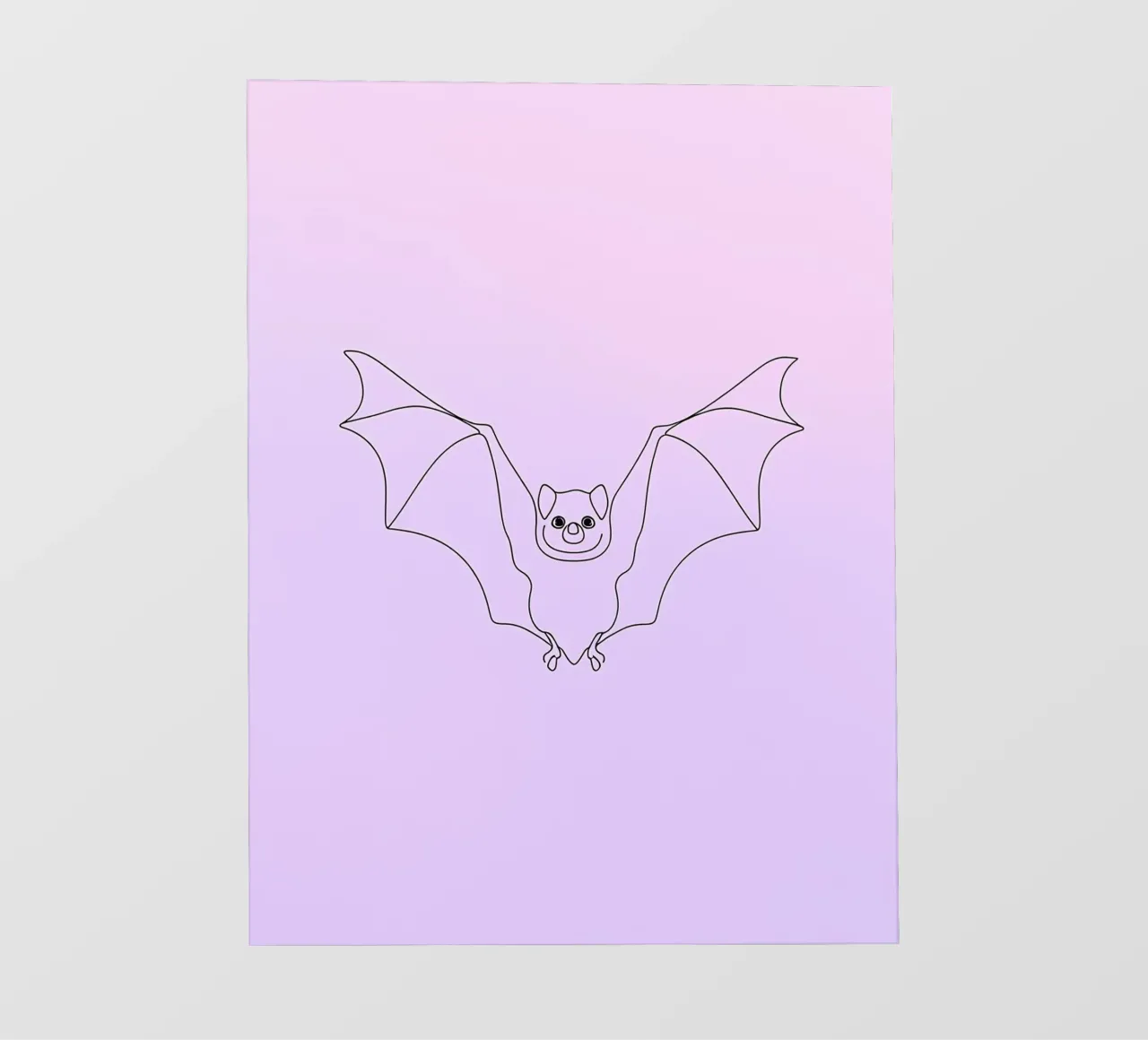 Pipistrello che vola Line Art minimalista pellicola backlit da Viv Line Art