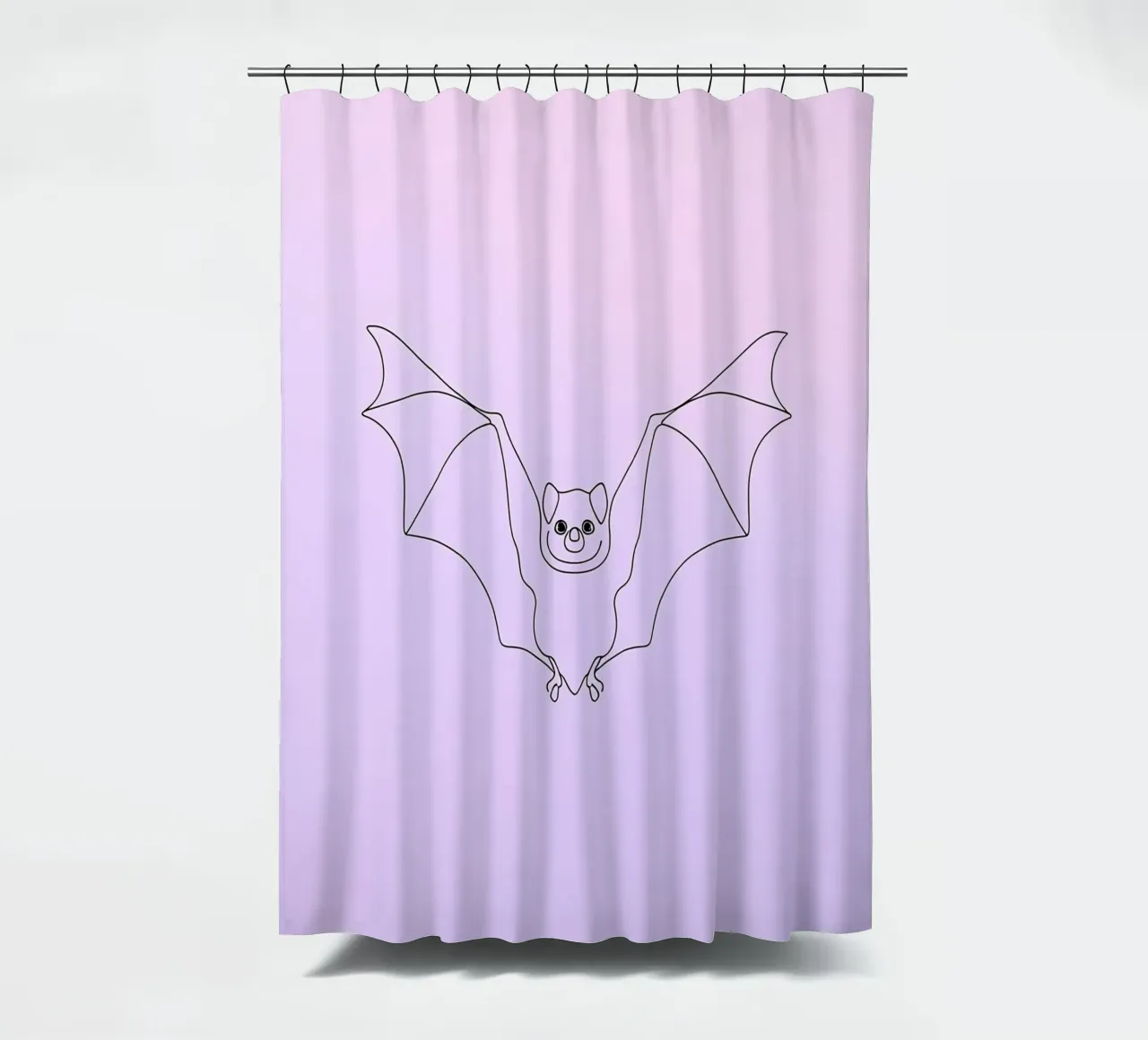 Fledermaus Flying Minimalist Line Art Duschvorhang von Viv Line Art
