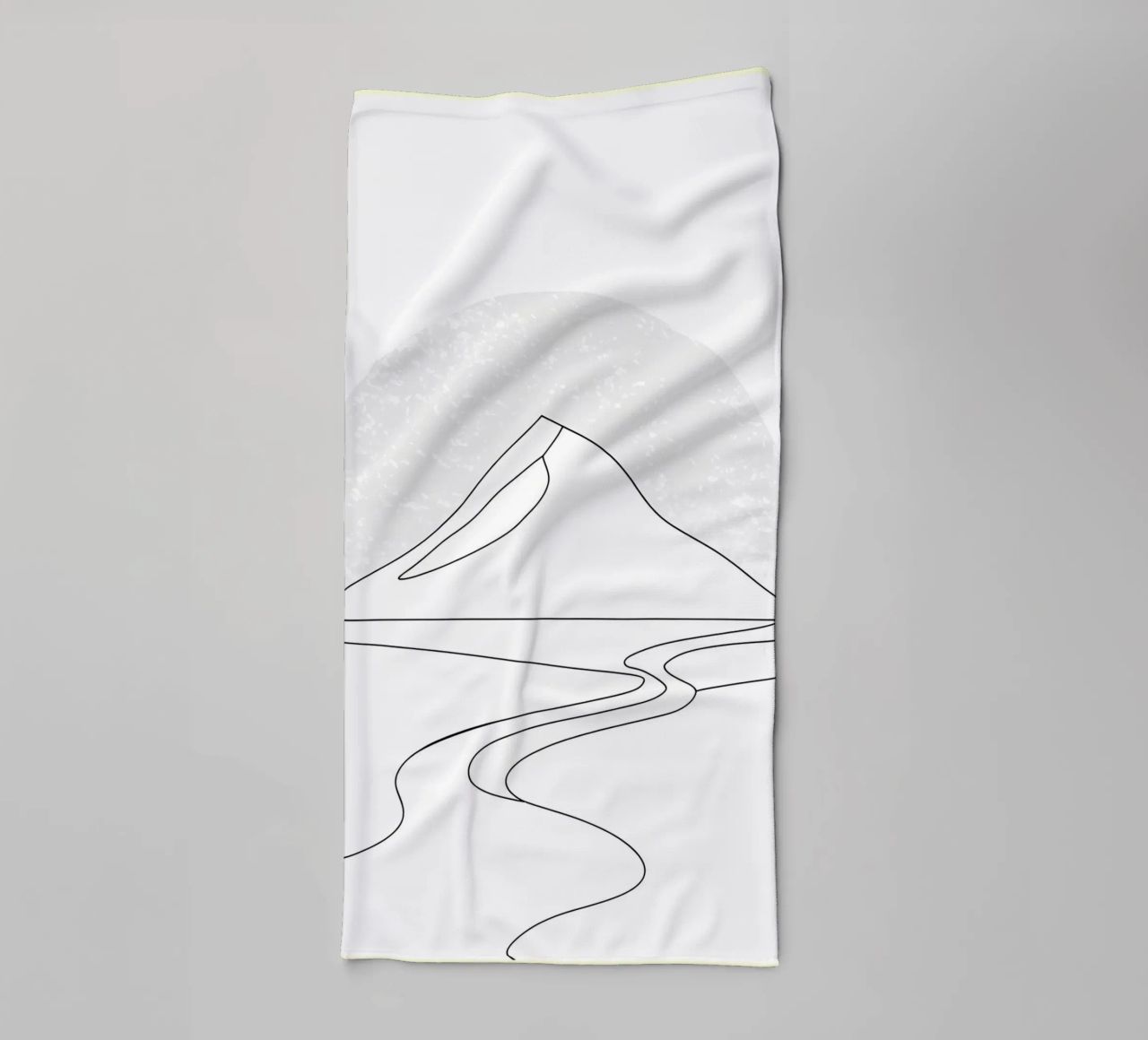 River from Mountain Minimalist Line Art towel by Viv Line Art
