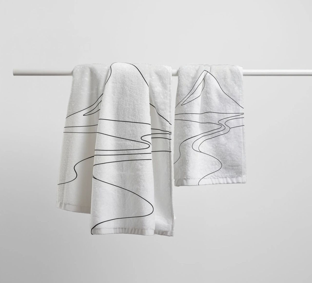 River from Mountain Minimalist Line Art towel by Viv Line Art