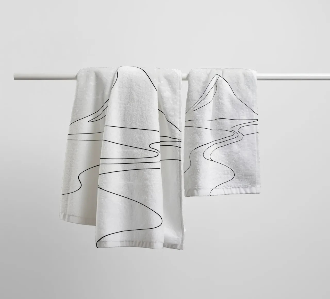 Río desde la montaña Minimalist Line Art toalla de baño de Viv Line Art