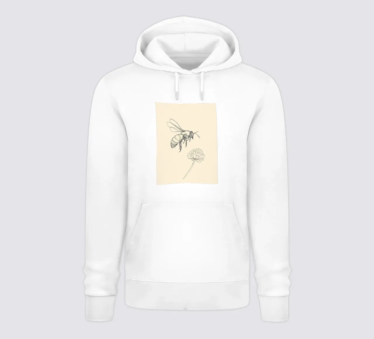 Disegno lineare minimalista di api e fiori felpa con cappuccio da Viv Line Art