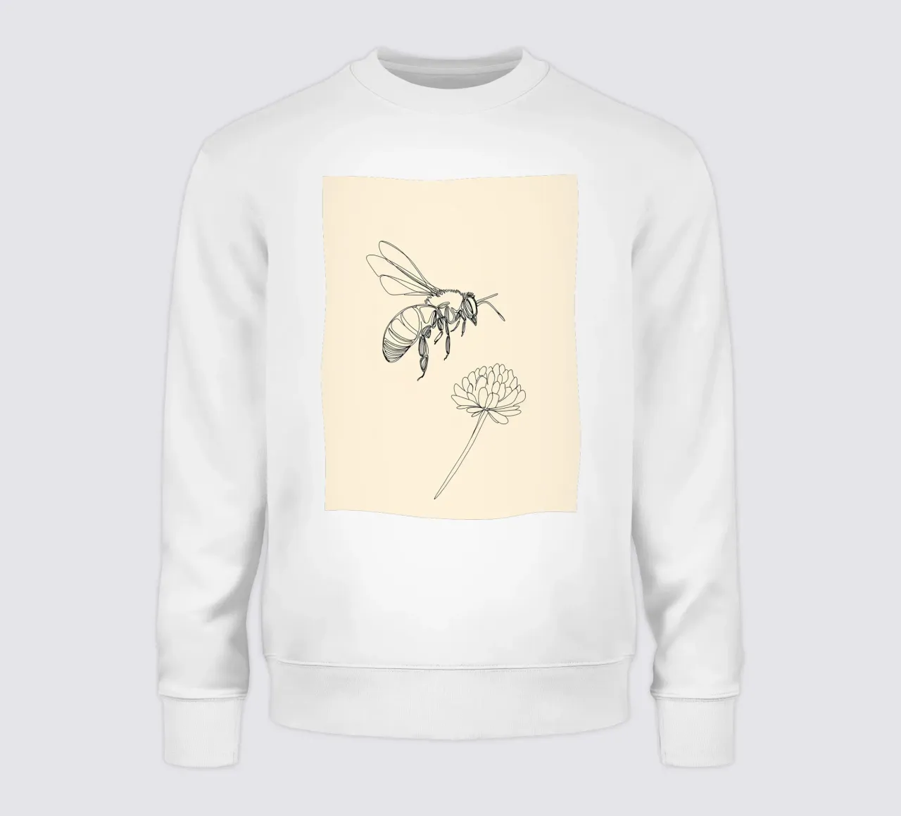 Disegno lineare minimalista di api e fiori felpa da Viv Line Art