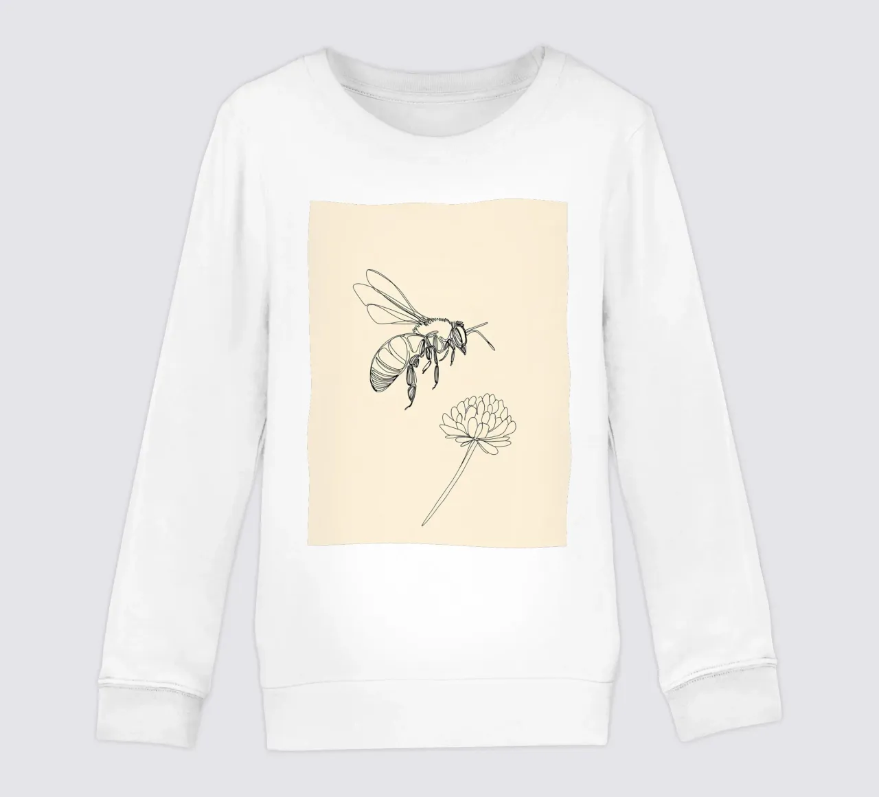 Disegno lineare minimalista di api e fiori felpa bambino da Viv Line Art