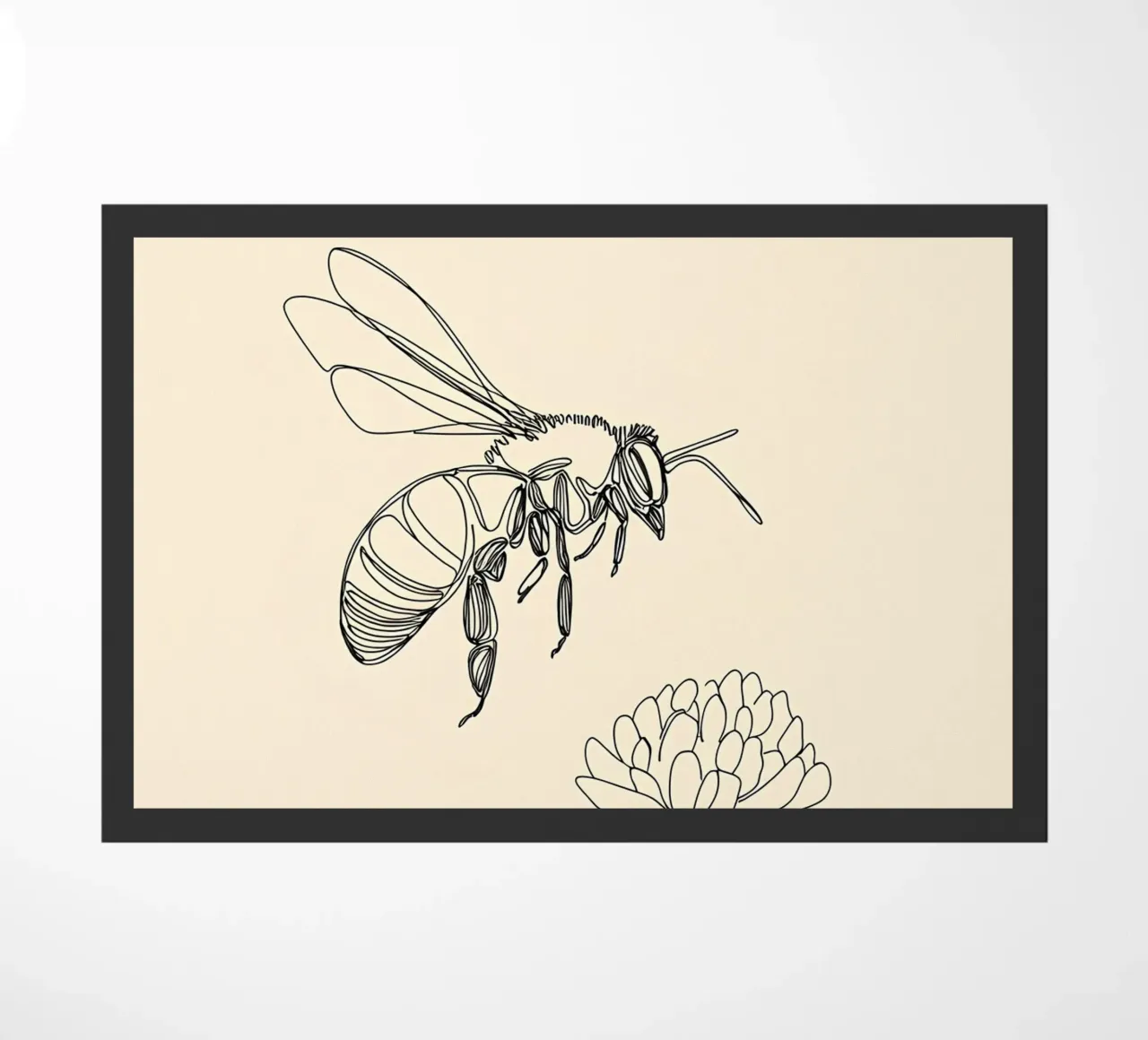 Disegno lineare minimalista di api e fiori zerbino da Viv Line Art