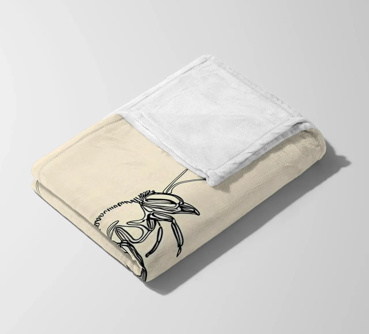 Disegno lineare minimalista di api e fiori coperta in pile da Viv Line Art