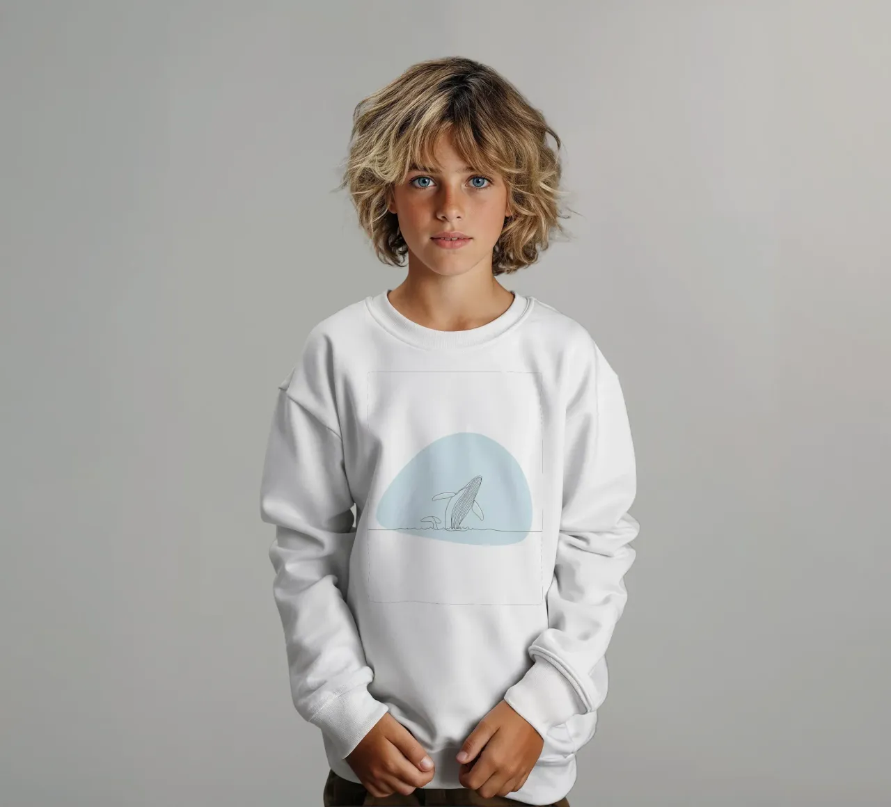 Ballena jorobada Minimalist Line Art sudadera para niño de Viv Line Art