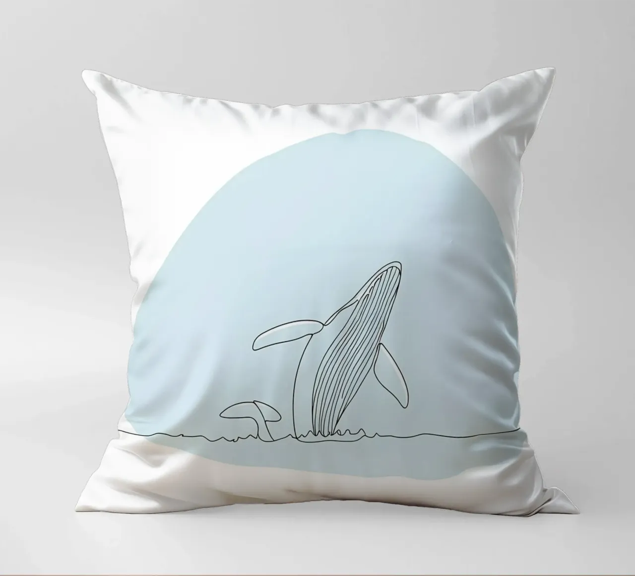 Humpback Whale Minimalist Line Art decorative cushion by Viv Line Art