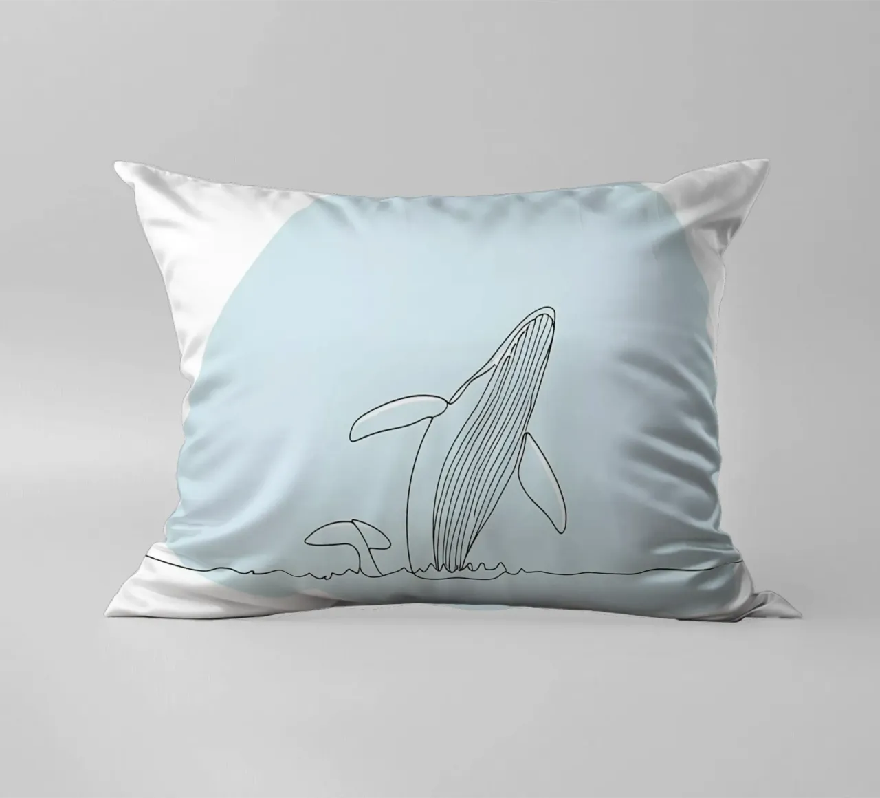 Humpback Whale Minimalist Line Art decorative cushion by Viv Line Art