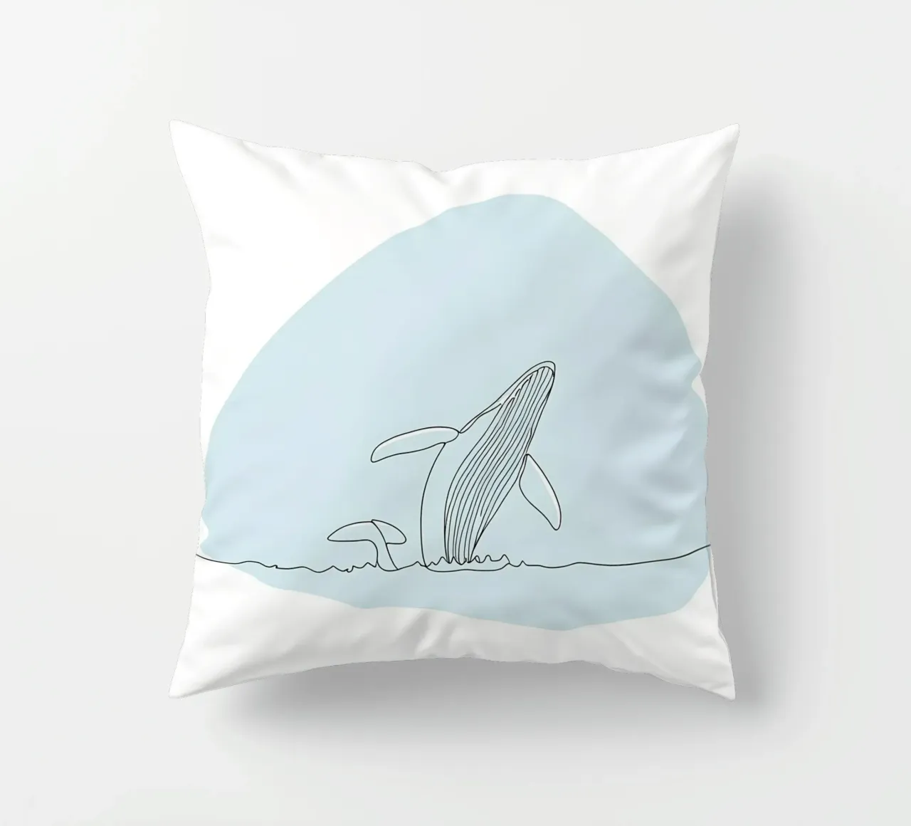 Humpback Whale Minimalist Line Art decorative cushion by Viv Line Art