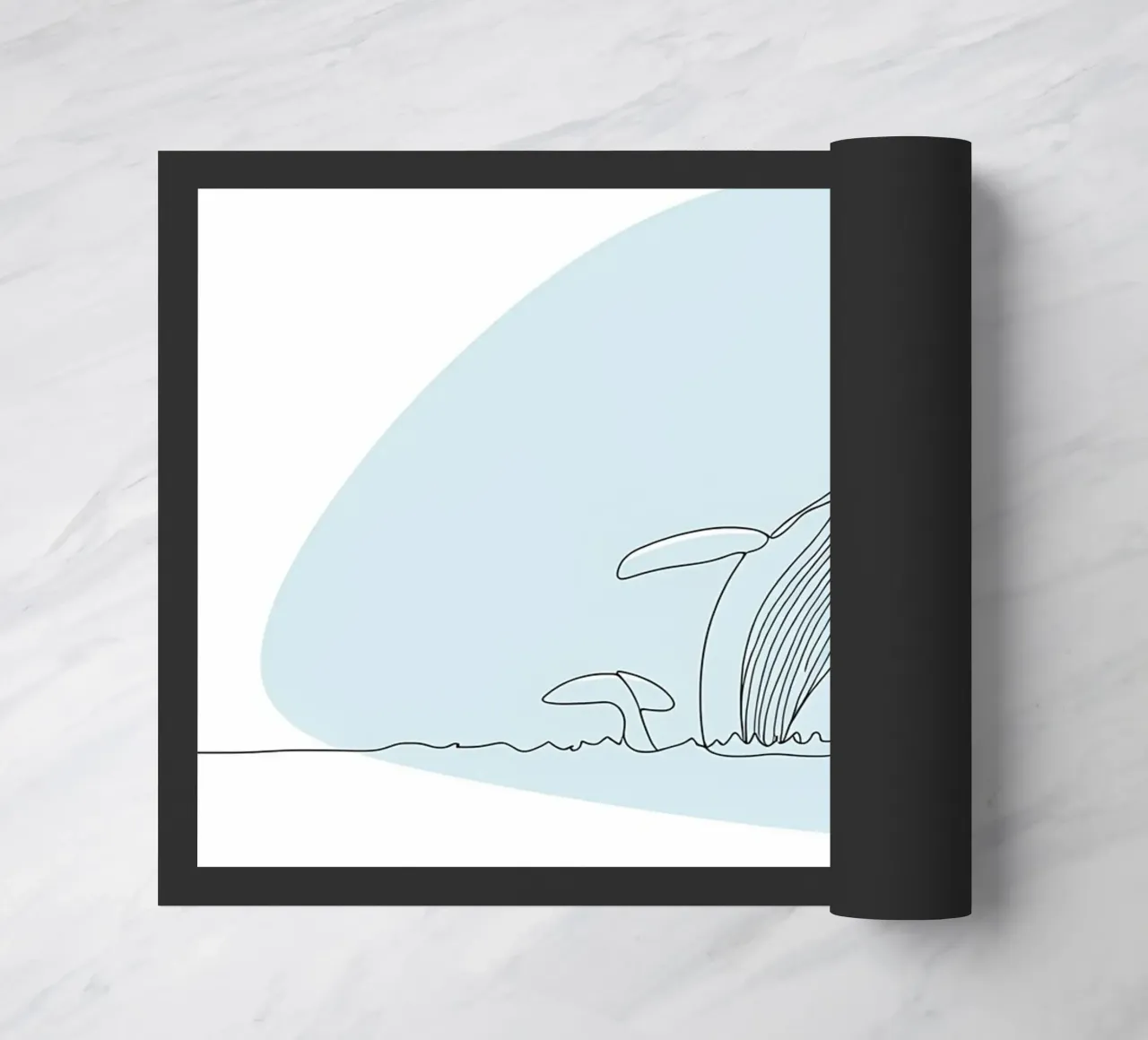 Ballena jorobada Minimalist Line Art felpudo de Viv Line Art