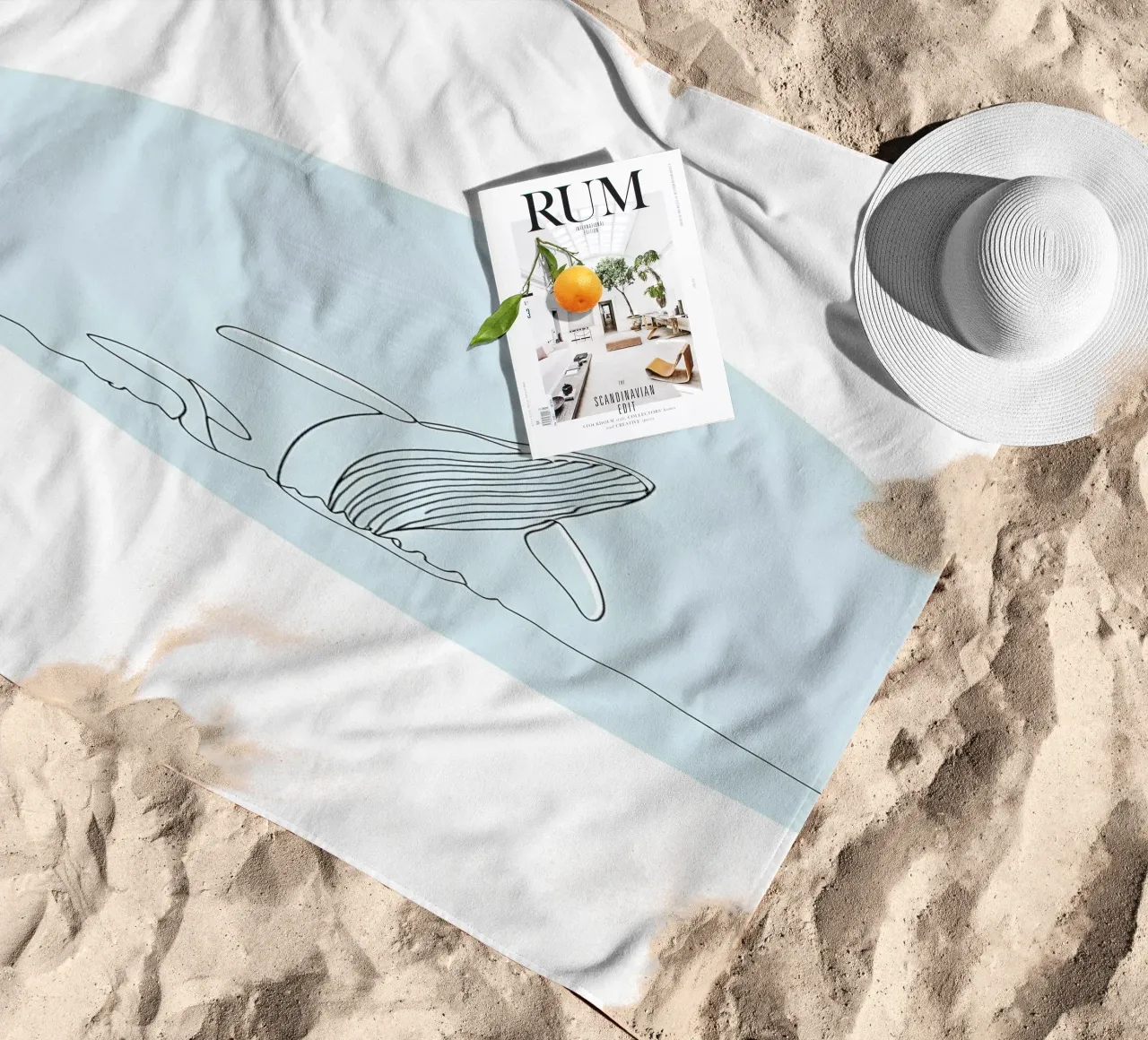 Ballena jorobada Minimalist Line Art toalla de playa de Viv Line Art