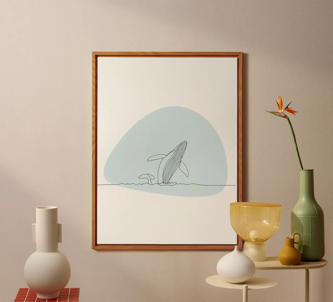 Ballena jorobada Minimalist Line Art placa de forex de Viv Line Art