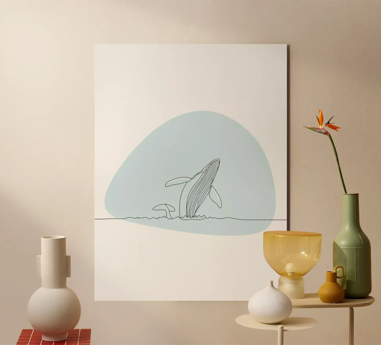 Ballena jorobada Minimalist Line Art placa de forex de Viv Line Art