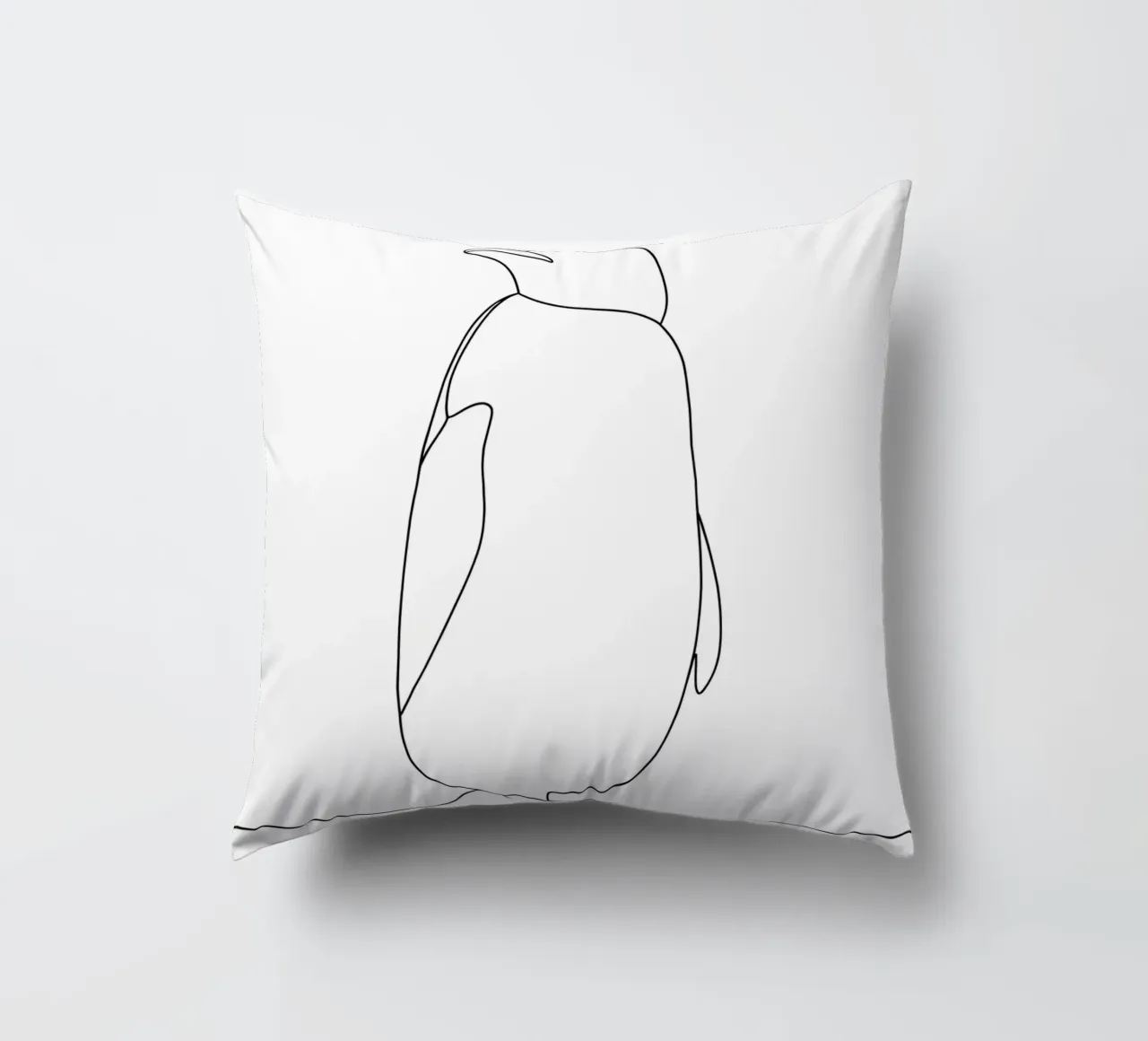 Penguin Minimalist Line Art decorative cushion by Viv Line Art