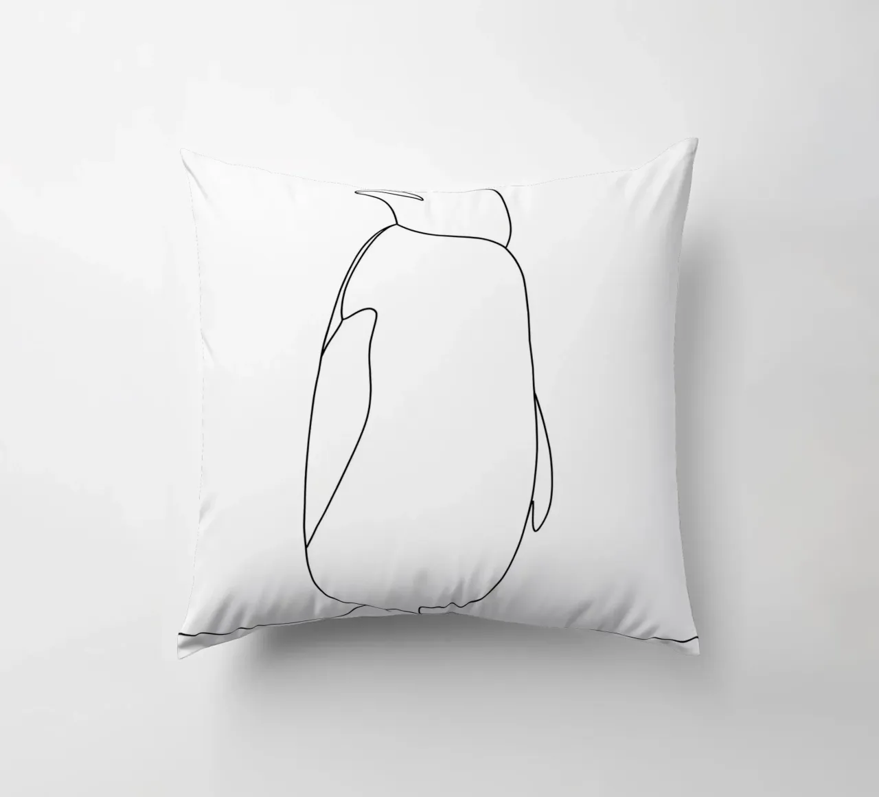 Penguin Minimalist Line Art decorative cushion by Viv Line Art