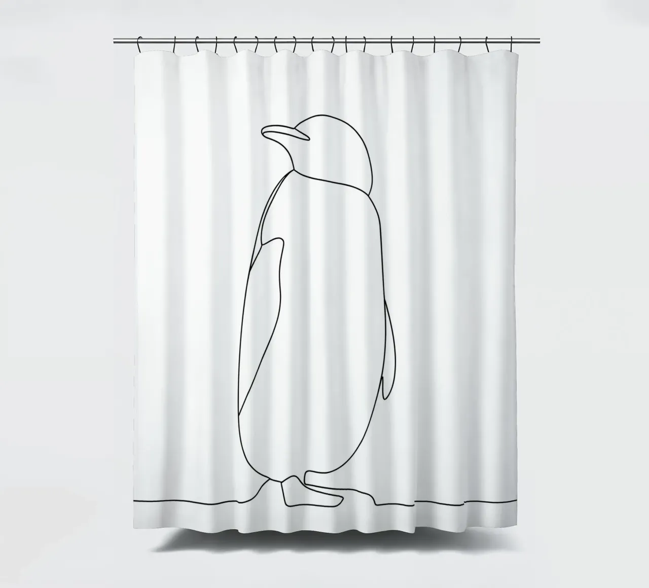Penguin Minimalist Line Art shower curtain by Viv Line Art