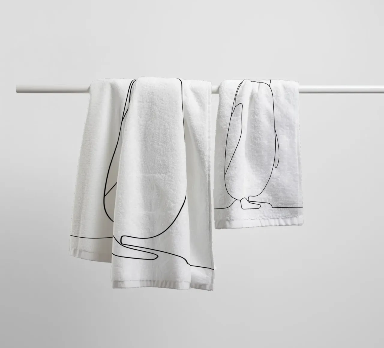 Penguin Minimalist Line Art towel by Viv Line Art