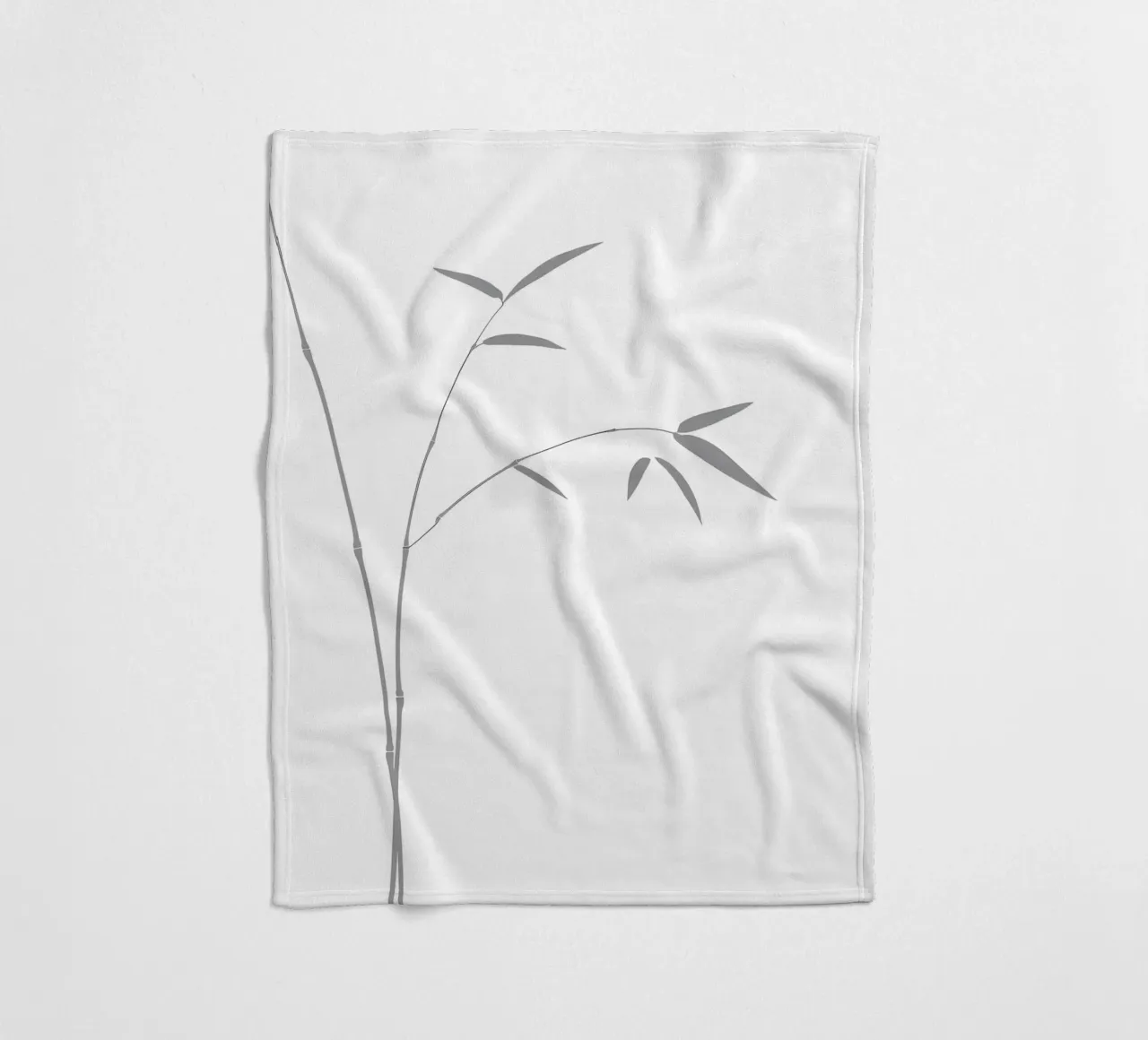 Bamboo Leaves Minimalist Line Art fleece blanket by Viv Line Art
