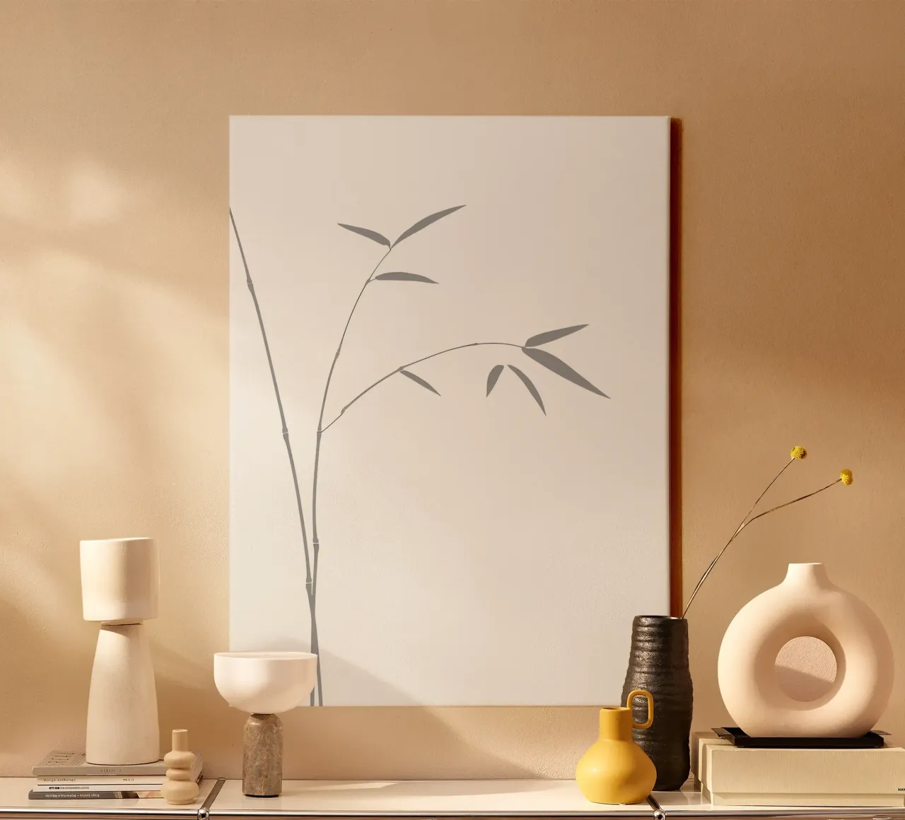 Foglie di bambù Line Art minimalista tela da Viv Line Art