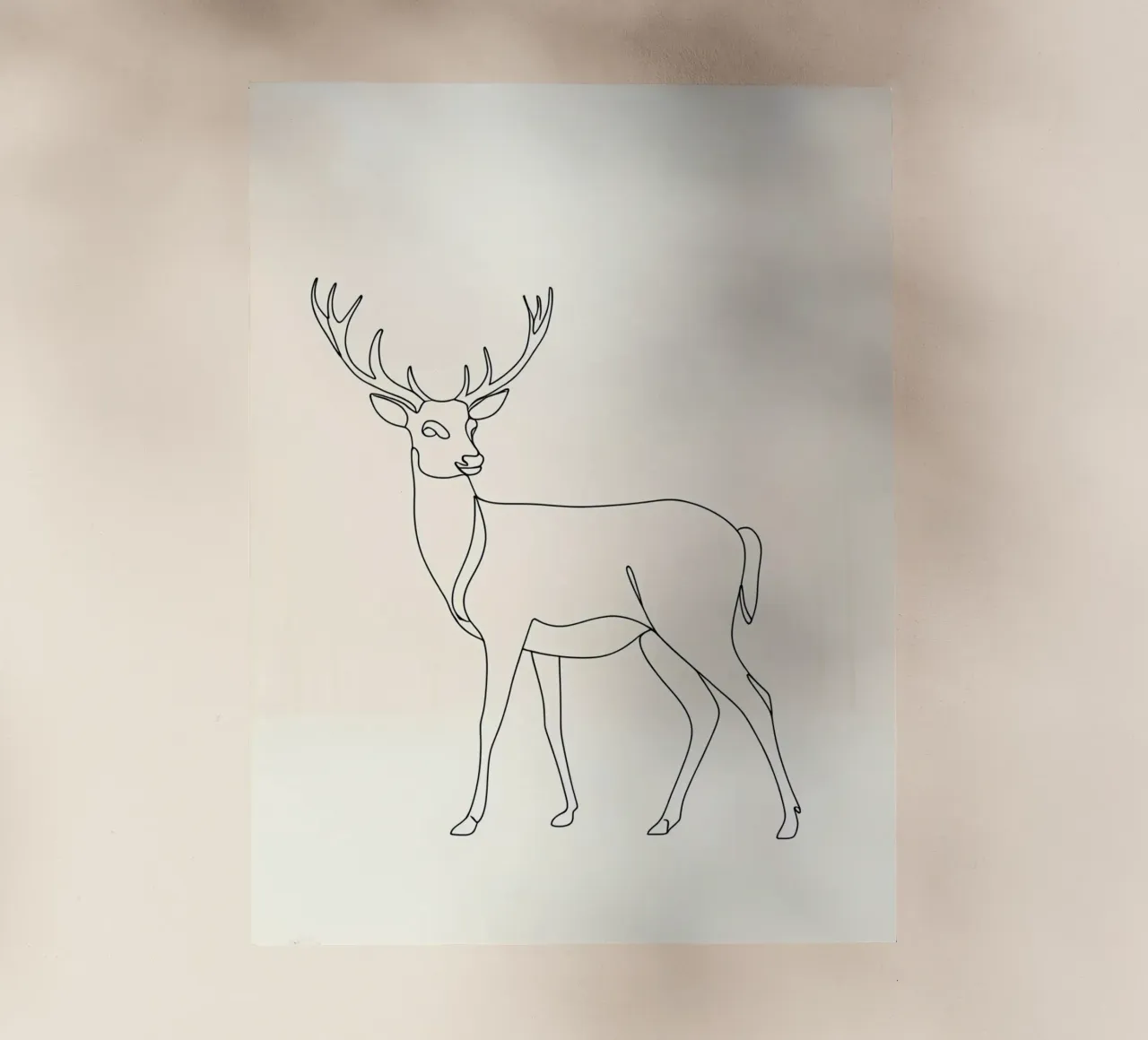 Cervo che cammina Line Art minimalista pellicola backlit da Viv Line Art