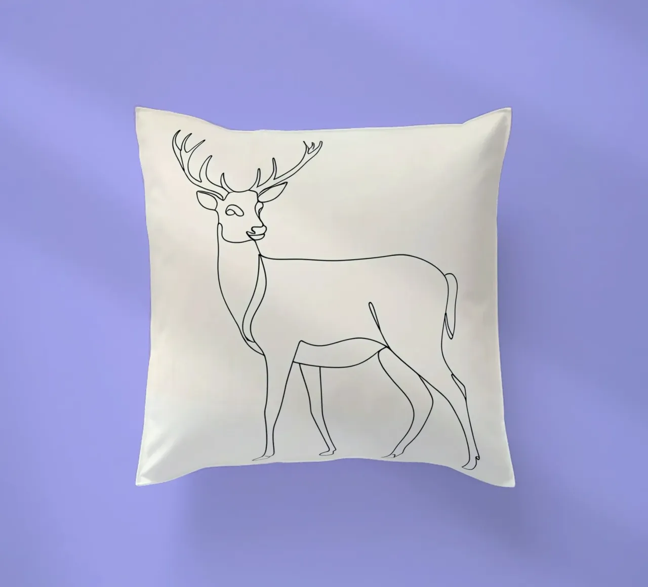 Deer Walking Minimalist Line Art decorative cushion by Viv Line Art