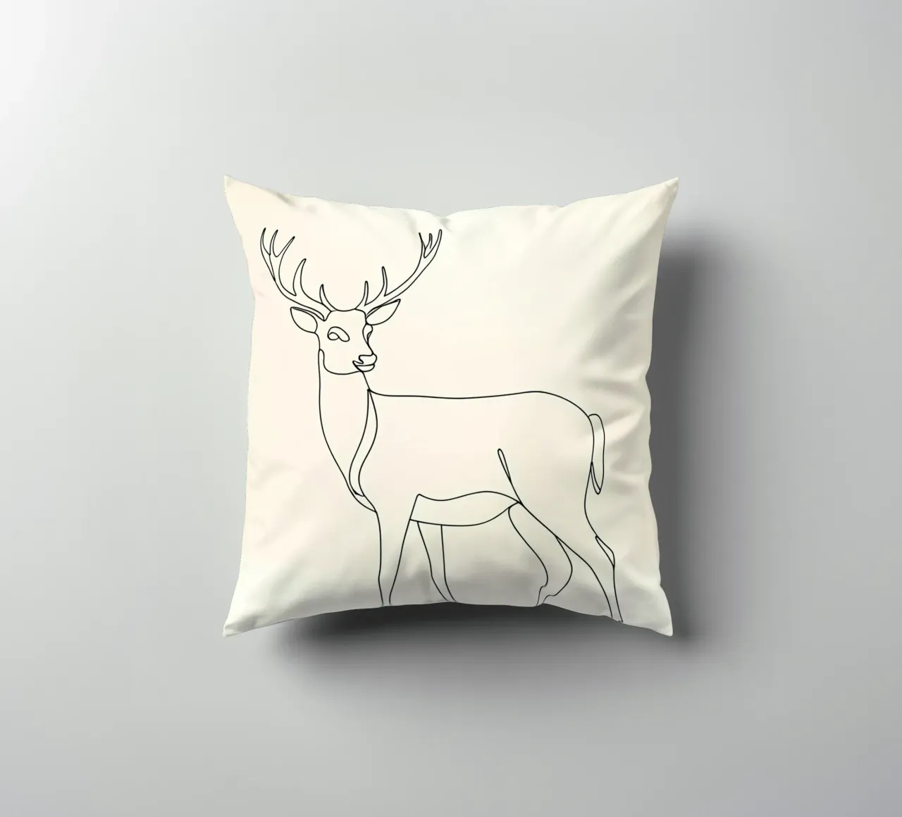 Deer Walking Minimalist Line Art decorative cushion by Viv Line Art