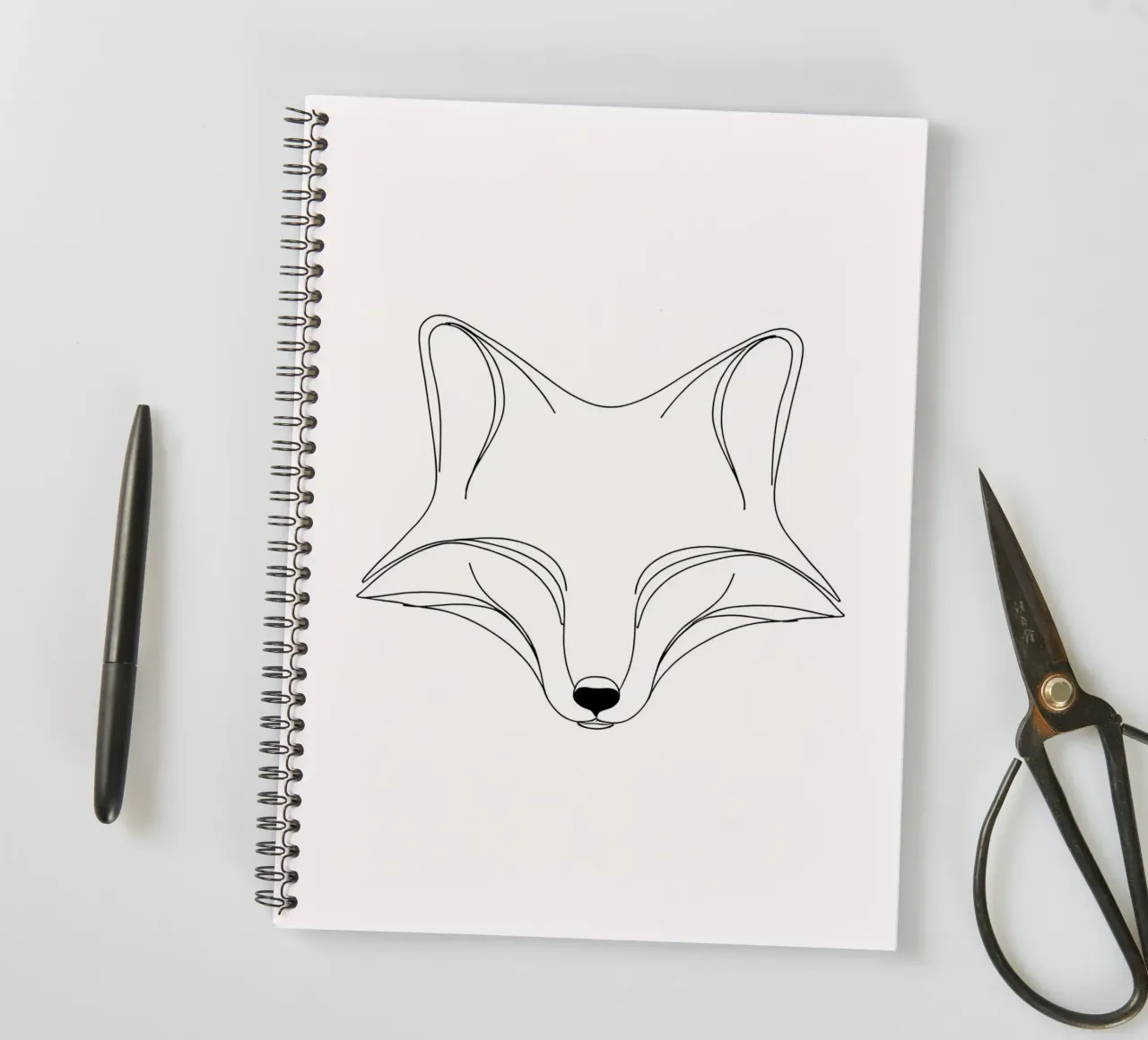 Fox Face Minimalist Line Art spiral notebook by Viv Line Art