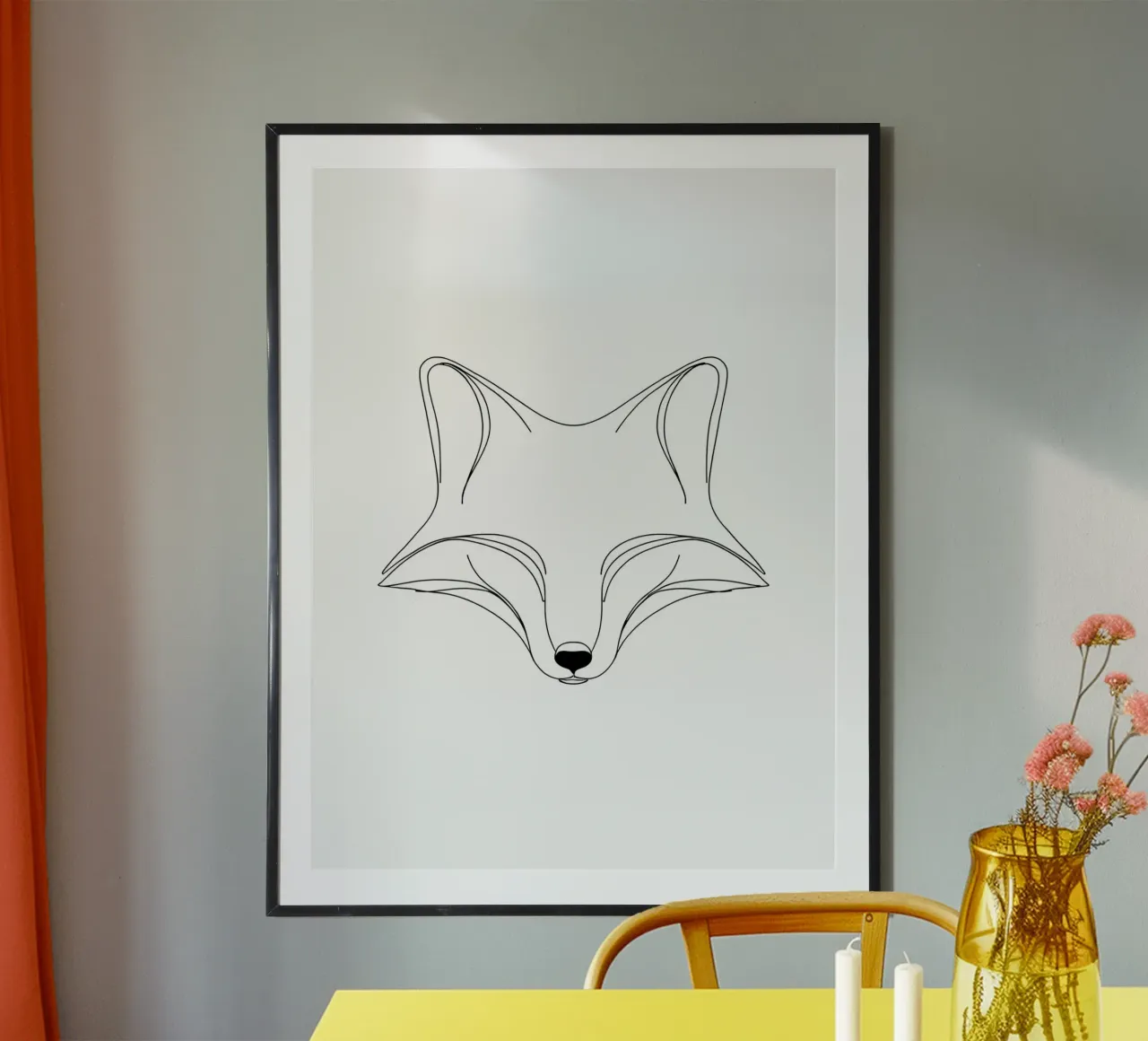 Fox Face Minimalist Line Art hahnemühle by Viv Line Art