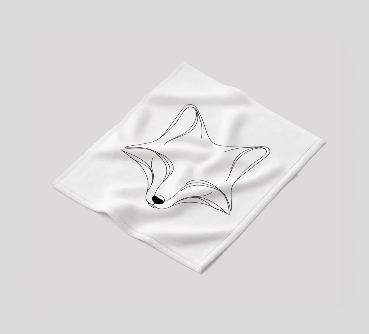 Fox Face Minimalist Line Art fleece blanket by Viv Line Art