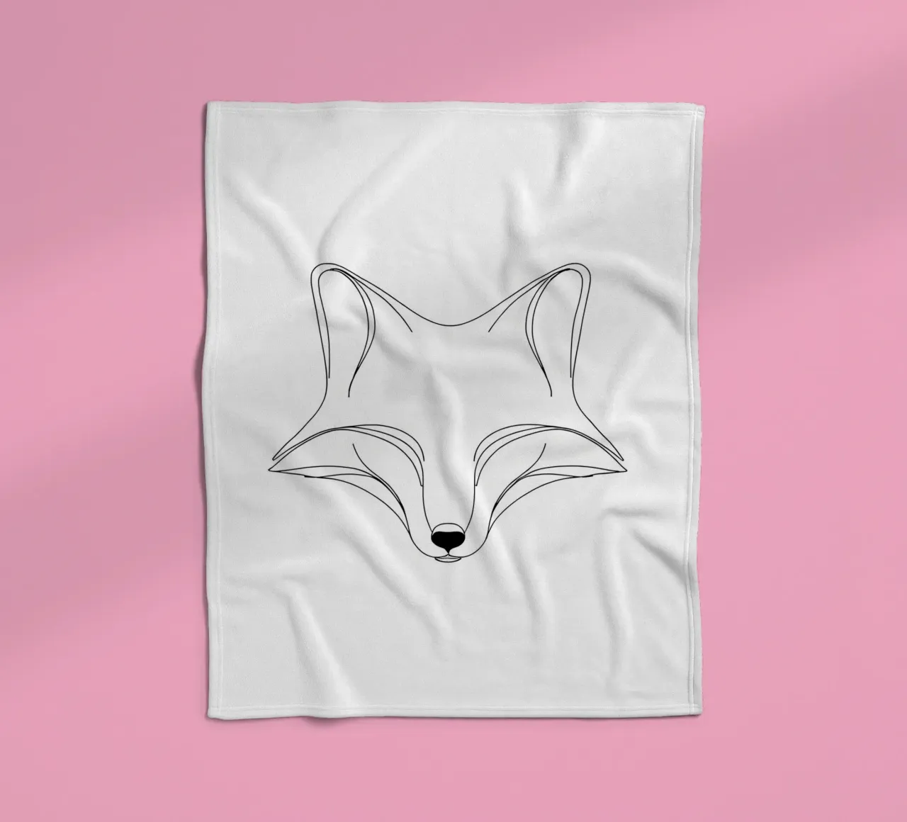 Fox Face Minimalist Line Art fleece blanket by Viv Line Art