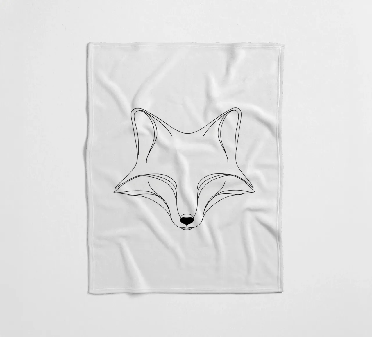 Fox Face Minimalist Line Art fleece blanket by Viv Line Art