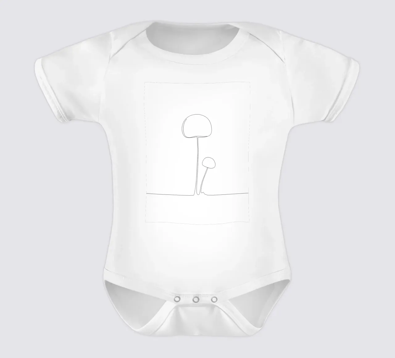 Funghi Line Art minimalista body neonato maniche corte da Viv Line Art